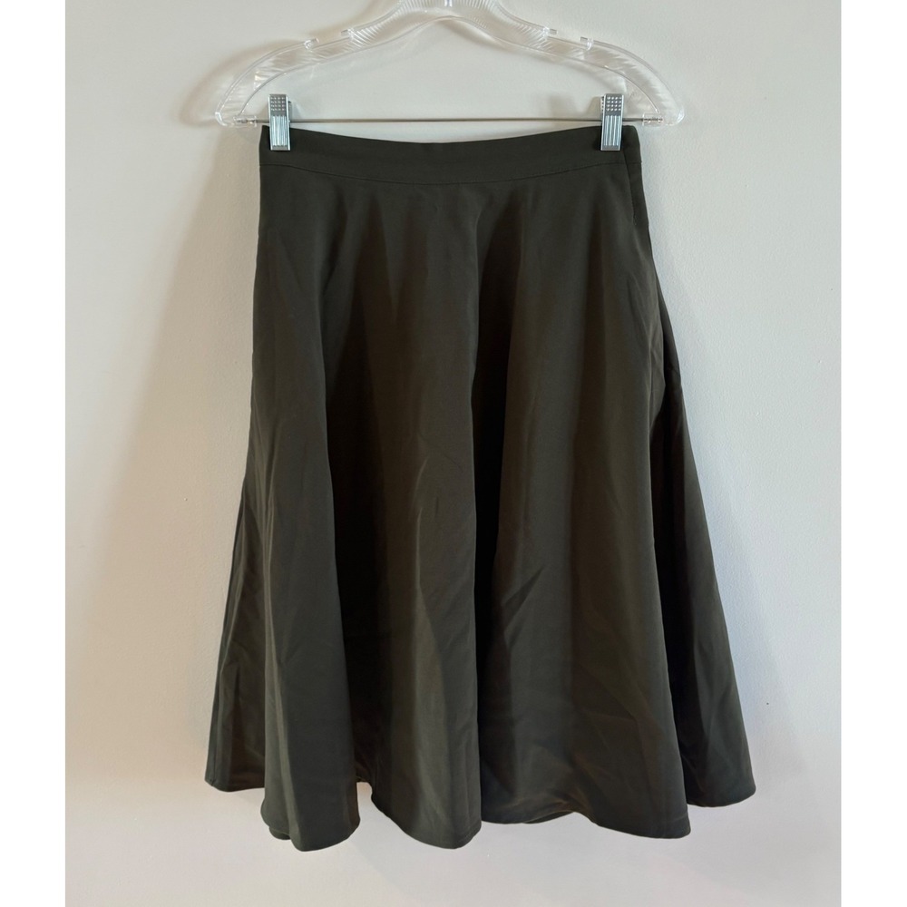 ModCloth Olive Green A-Line kirt Elastic Back Pockets Womens Size Small